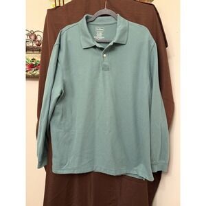 LL Bean Long Sleeve Polo Shirt Mens Size XL